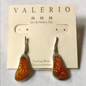 NEW Cognac AMBER STERLING EARRINGS pd $190